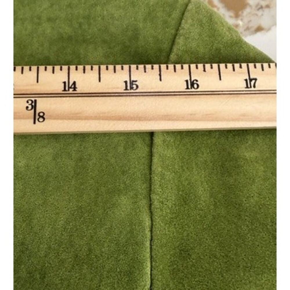 Bandolera Suede Jacket Womens 10 Green Fitted Blazer Button Front Y2K Boho - Picture 12 of 12